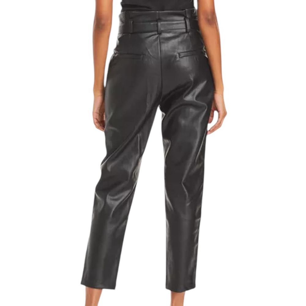Lucy Paris Faux Leather Paperbag High Waist Ankle Pants Black NEW Large - Picture 4 of 9